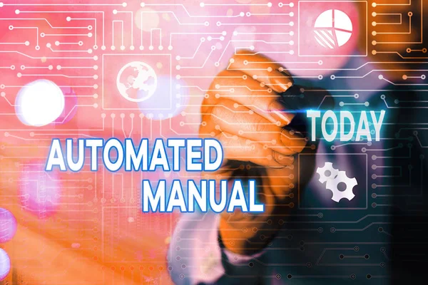 Tekst schrijven Automated Manual. Business concept voor als trigger shift en het kan gemakkelijk schakelen tussen stemmingen. — Stockfoto