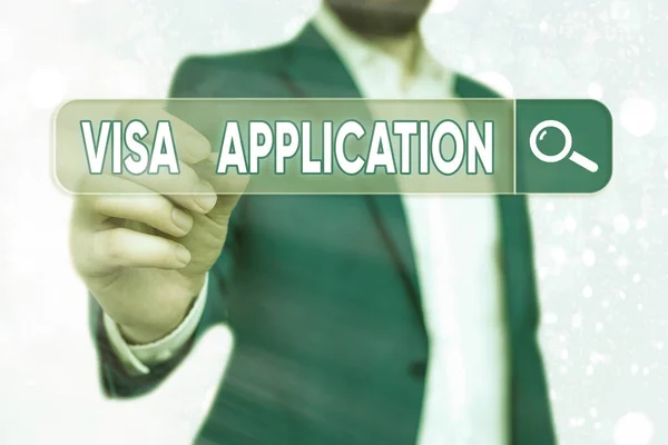 Ručně psaný text Visa Application. Pojem znamená formulář požádat o povolení cestovat nebo žít v jiné zemi. — Stock fotografie