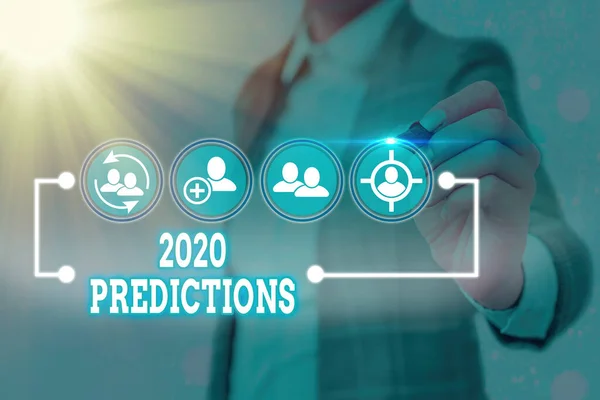 Notiz mit den Prognosen für 2020. Business-Foto zeigt Liste der Dinge, die Sie glauben, dass es ohne Beweise passieren wird. — Stockfoto