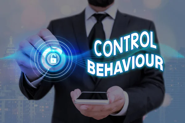 Handwriting text Control Behaviour. Concept meaning Exercise of influence and authority over conduct. — Stock Photo, Image