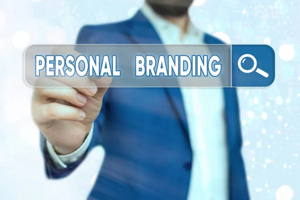 Texto de escritura Personal Branding. Concepto que significa Práctica de las Personas Comercializándose Imagen como Marcas . — Foto de Stock