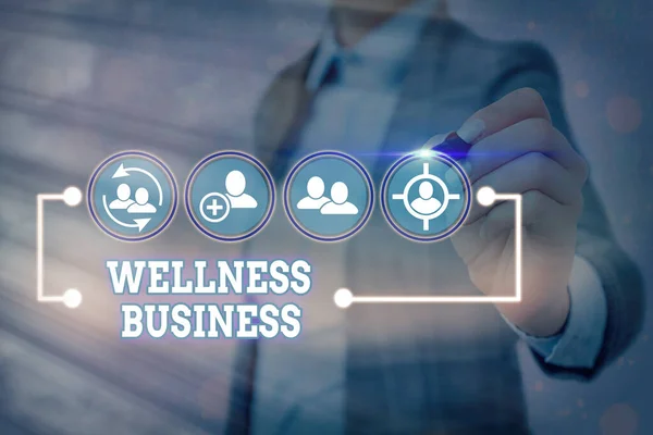 Writing note showing Wellness Business. Business photo showcasing Professional venture focusing the health of mind and body. — Stock Photo, Image