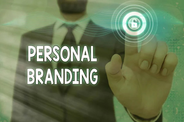 Texto de escritura Personal Branding. Concepto que significa Práctica de las Personas Comercializándose Imagen como Marcas . — Foto de Stock