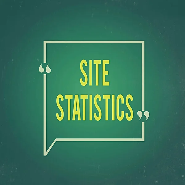 Πινακίδα κειμένου που δείχνει Στατιστικά Ιστοσελίδας. Εννοιολογική μέτρηση της συμπεριφοράς των επισκεπτών σε συγκεκριμένη ιστοσελίδα Blank Square Περίγραμμα Περίγραμμα Παραθέτω Bubble με Απόδειξη Στίξη Mark. — Φωτογραφία Αρχείου