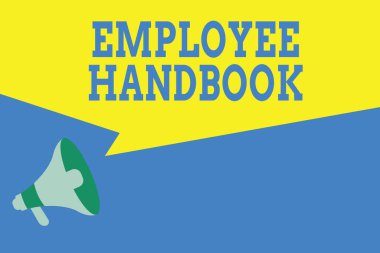 Kelime yazma Personel El Kitabı. Şirket Megaphone Hoparlörü Amplify ve Boş Geometrik Şekil Half Speech Bubble 'ın işletim prosedürlerini içeren Belge için iş konsepti.