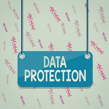 El yazısı metin veri koruması. Konsept anlamı, IP adreslerini ve zararlı yazılım kurulu renk arkaplan tablosu boş panel dikdörtgeninden bireysel veriyi koru.