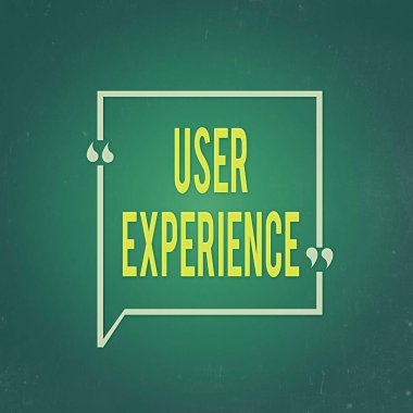 Kullanıcı Deneyimini gösteren metin işareti. Web sitesi kullanan kavramsal fotoğraf özellikle Boş Kare Kenarlık Ana Hattı Tırnak içinde Noktalama İşareti Bubble 'ı kullanmanın ne kadar hoş olduğu anlamında.