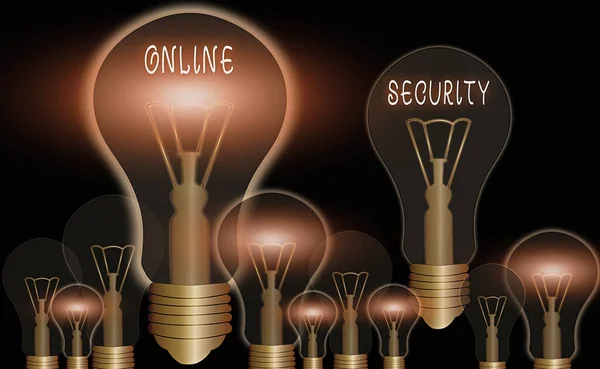 Escrita de mão conceitual mostrando Segurança Online. Regras de texto de foto de negócios para proteger contra ataques pela Internet . — Fotografia de Stock