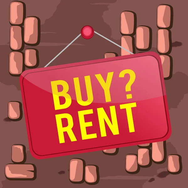 Word writing text Buy Question Rent. Business concept for Group that gives information about renting houses Colored memo reminder empty board blank space attach background rectangle. — Stock Photo, Image