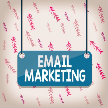 El yazısı metin e-posta pazarlama. Konsept, posta Tahtası renk arkaplan tahtası eklenmiş boş dizgi paneli dikdörtgeni kullanan bir gruba ticari ileti göndermek anlamına gelir.