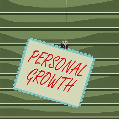 Kişisel gelişimi gösteren kavramsal el yazısı. İş fotoğrafı gösterimi becerilerinizi geliştirir. Yeni malzemeler öğrenirsiniz. Pullar yapıştırılır..