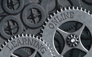 Learning Online 'ı gösteren bir not yazıyorum. İş fotoğrafı sergisi İnternet ve teknolojinin yardımıyla yeni bir şey öğrenin.