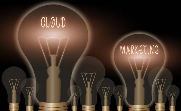 Konceptualny ręczny zapis pokazujący Cloud Marketing. Business photo showcasing Proces organizacji do wprowadzania swoich usług na rynek. — Zdjęcie stockowe