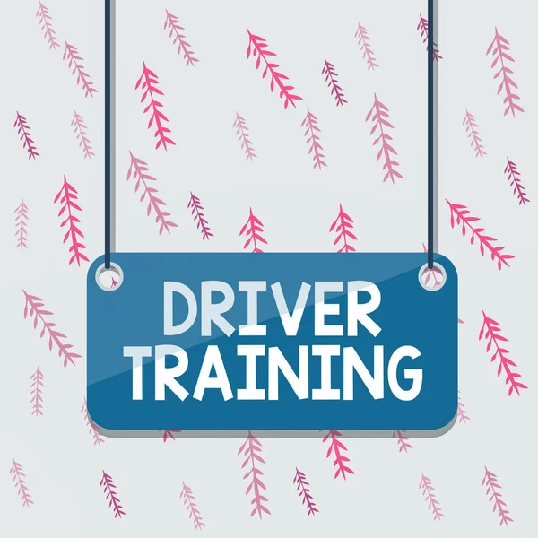 Handwriting text Driver Training. Concept meaning prepares a new driver to obtain a driver s is license Board color background plank attached string panel rectangle empty surface.