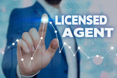 Writing note showing Licensed Agent. Business photo showcasing Authorized and Accredited seller of insurance policies. clipart