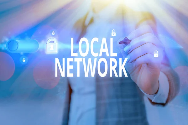 Skrivanteckning som visar Local Network. Affärsfoto visa upp intranät LAN Radio Waves DSL Boradband Switch Anslutning. — Stockfoto