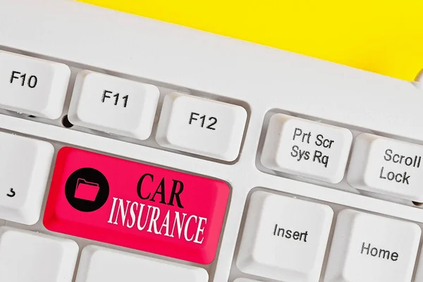 Tekst schrijven autoverzekering. Bedrijfsconcept voor ongevallendekking uitgebreid beleid motor voertuig Guaranty. — Stockfoto