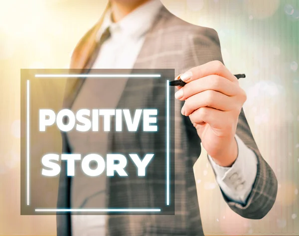 Konzeptionelle Handschrift mit positiver Geschichte. Business-Foto mit aussagekräftigem und motivierendem Artikel Good News Success scoop. — Stockfoto