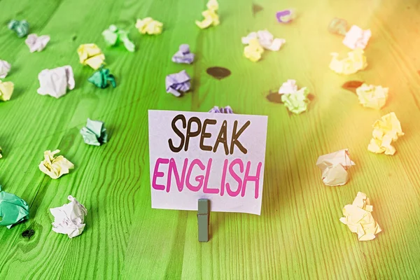 Text sign showing Speak English. Conceptual photo Study another Foreign Language Online Verbal Courses.