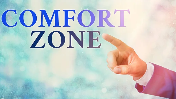 Handschrift tekst Comfort Zone. Concept betekent Een situatie waarin men zich veilig of op zijn gemak voelt heeft Controle. — Stockfoto