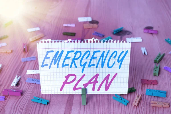 Text sign showing Emergency Plan. Conceptual photo Procedures for response to major emergencies Be prepared.