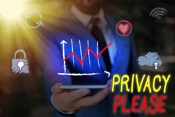 Text sign showing Privacy Please. Conceptual photo asking someone to respect your an individualal space Leave alone. — Stock Photo, Image