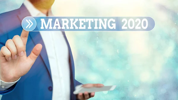 Textová značka ukazující Marketing2020. Konceptuální foto Obchodní trendy pro rok 2020 Novoroční akce. — Stock fotografie