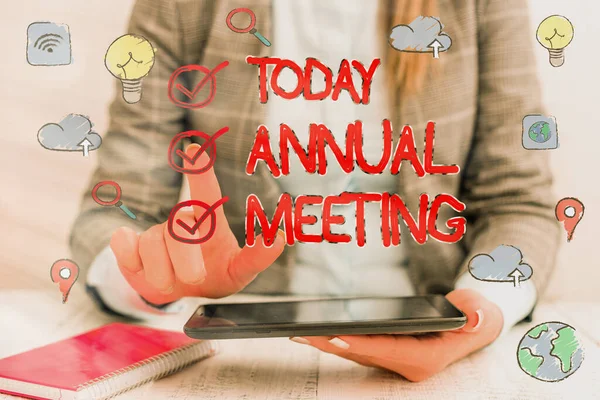 Word writing text Annual Meeting. Business concept for Yearly gathering of an organization interested shareholders.