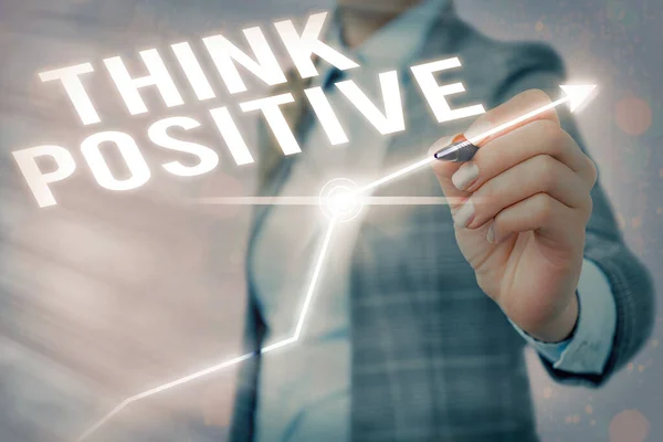 Textskylt som visar Tänk positivt. Konceptuell bild Tendensen att vara positiv eller optimistisk i attityd. — Stockfoto
