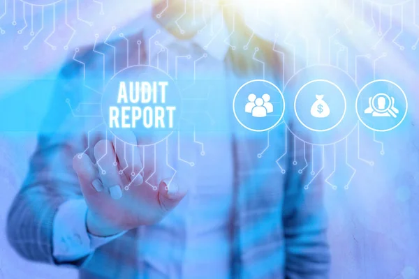 Handschriftliches Textschreiben Audit Report. Konzept, das eine Beurteilung des vollständigen finanziellen Status eines Unternehmens bedeutet. — Stockfoto