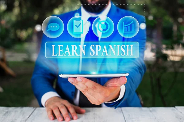 El yazısı metni İspanyolca öğren. İspanya 'da Çeviri Dili Anlamı Sözcük Hazinesi Konuşması. — Stok fotoğraf