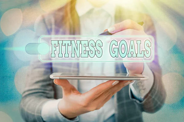 Psaní textu psaní Fitness Goals. Koncepce znamená Volný tuk Posilování svalů Stabilizace. — Stock fotografie