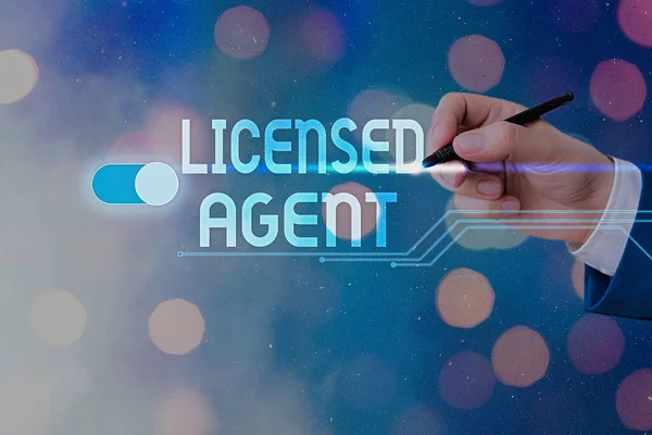 Text sign showing Licensed Agent. Conceptual photo Authorized and Accredited seller of insurance policies. — Stock Photo, Image