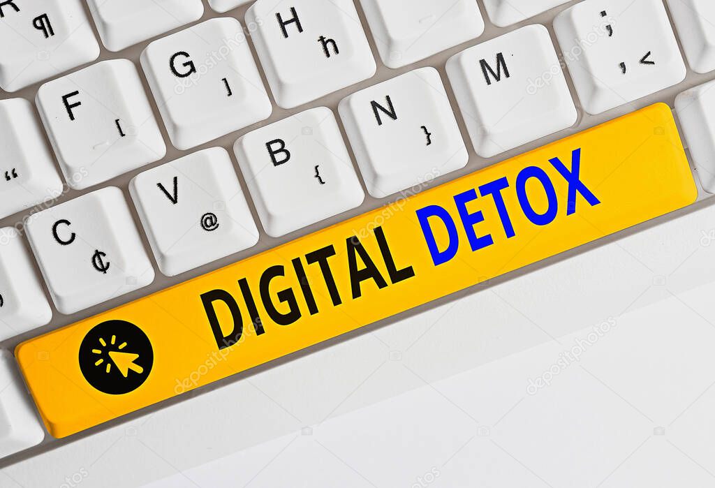 Handwriting text writing Digital Detox. Concept meaning Free of Electronic Devices Disconnect to Reconnect Unplugged.