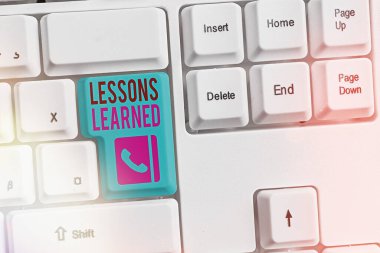 Derslerin Öğrenildiğini gösteren kavramsal el yazısı. İş fotoğrafı görüntüleme bilgisi olumlu ve olumsuz deneyimleri yansıtır.