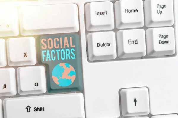 Szövegírás Social Factors. Üzleti koncepció olyan dolgokra, amelyek befolyásolják az életmódot Kulturális különbségek. — Stock Fotó