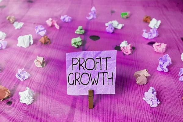 Scrittura di testi a mano Crescita del profitto. Concetto significato Obiettivi Interrelazione delle Quote di mercato complessive delle vendite . — Foto Stock