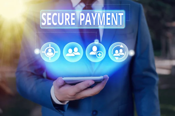 Writing note showing Secure Payment. Business photo showcasing Security of Payment refers to ensure of paid even in dispute.