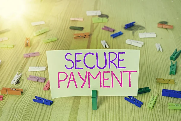 Text sign showing Secure Payment. Conceptual photo Security of Payment refers to ensure of paid even in dispute.