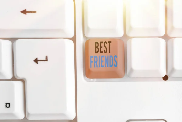 Text sign showing Best Friends. Conceptual photo A an individual you value above other an individuals Forever buddies. — Stock Photo, Image