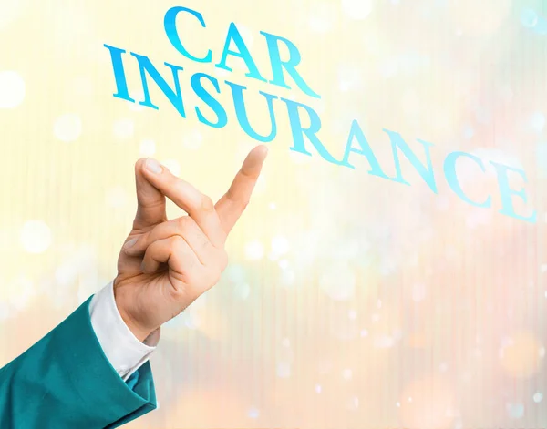 Escrevendo nota mostrando Car Insurance. Foto de negócios mostrando a cobertura de acidentes Política abrangente Garantia do veículo a motor . — Fotografia de Stock