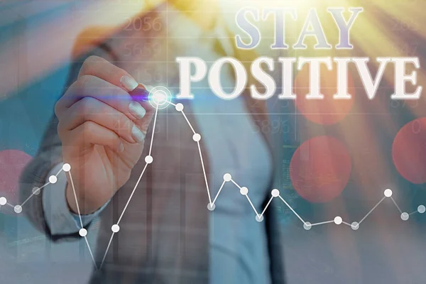 Konzeptionelle Handschrift, die Positives zeigt. Geschäftstexte: Erhebende Gedanken sind optimistisch und real. — Stockfoto