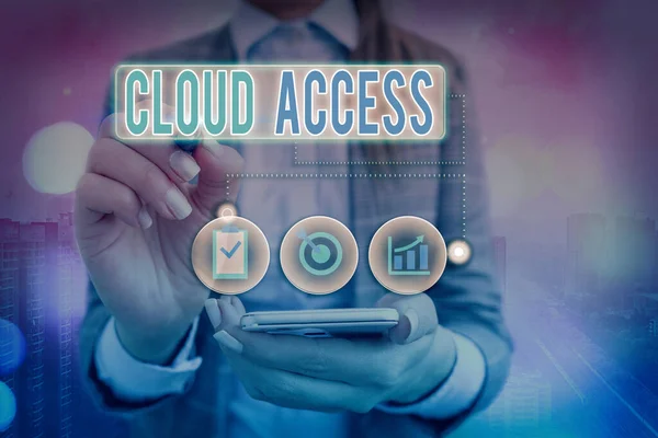 Εγγραφή σημειώματος που δείχνει Cloud Access. Business photo showing Εργαλείο λογισμικού μεταξύ του οργανισμού και του παρόχου. — Φωτογραφία Αρχείου