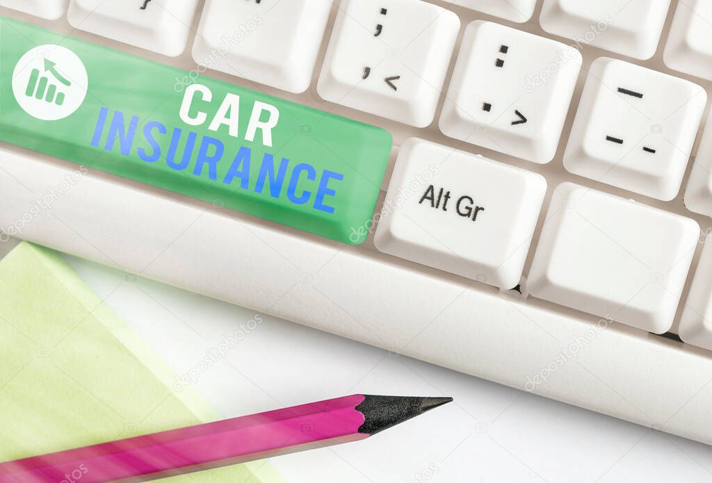 Writing note showing Car Insurance. Business photo showcasing Accidents coverage Comprehensive Policy Motor Vehicle Guaranty.