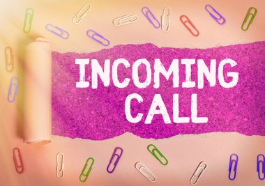 Text sign showing Incoming Call. Conceptual photo Inbound Received Caller ID Telephone Voicemail Vidcall. clipart