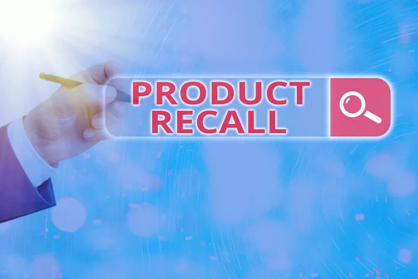 Conceptual hand writing showing Product Recall. Business photo text Request by a company to return the product due to some issue.