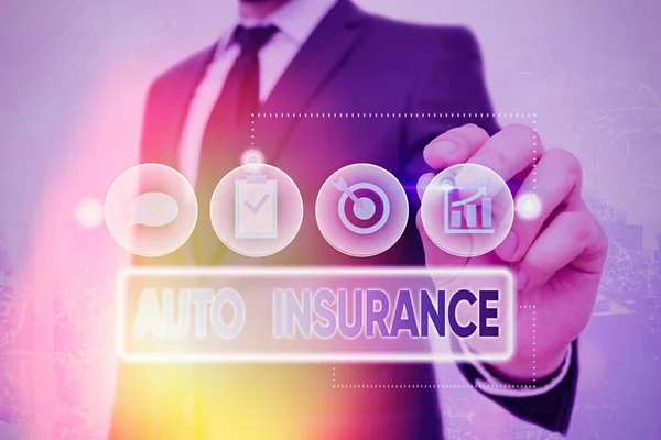 Texto de caligrafia Auto Insurance. Conceito significado Proteção contra perdas financeiras em caso de acidente . — Fotografia de Stock