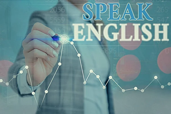 Scrittura concettuale a mano che mostra Parla Inglese. Business photo text Studiare un'altra lingua straniera Corsi verbali online . — Foto Stock