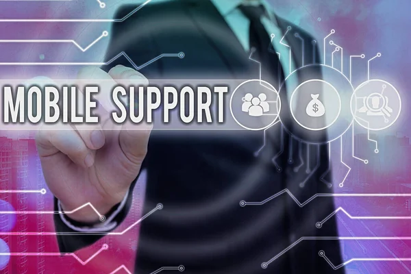 Textverarbeitung Mobile Unterstützung. Geschäftskonzept für die Wartung tragbarer Geräte bietet technische Probleme. — Stockfoto