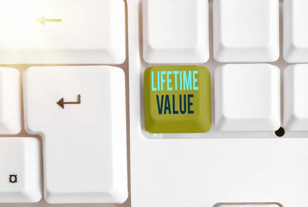 Note d'écriture montrant la valeur à vie. Photo d'affaires mettant en valeur la valeur du client pendant toute la durée de vie de l'entreprise . — Photo
